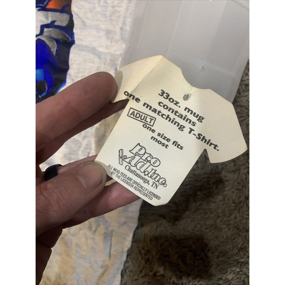 Super Bowl Tee Shirt Cup Set XXXIII 33 Atlanta Falcons Denver Broncos NOS New - Picture 6 of 7